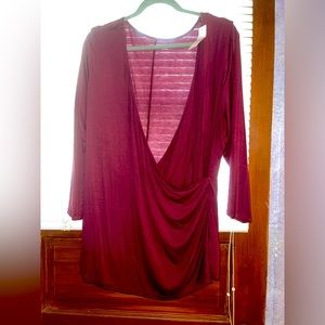 NWT Lane Bryant 3/4 sleeve Shirt in a deep wine color